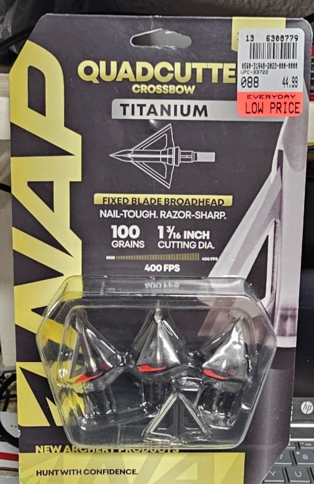 Nap QuadCutter Compound Bow Titanium Broadhead 100 Grains Fixed Blade