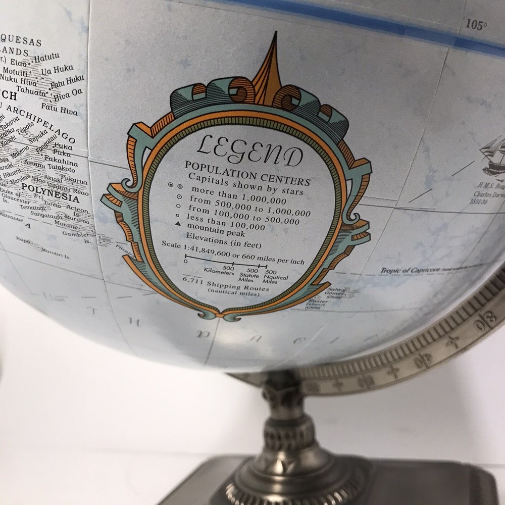 Replogle 12” World Classic Globe on Brushed Nickel Base circa 1990’s