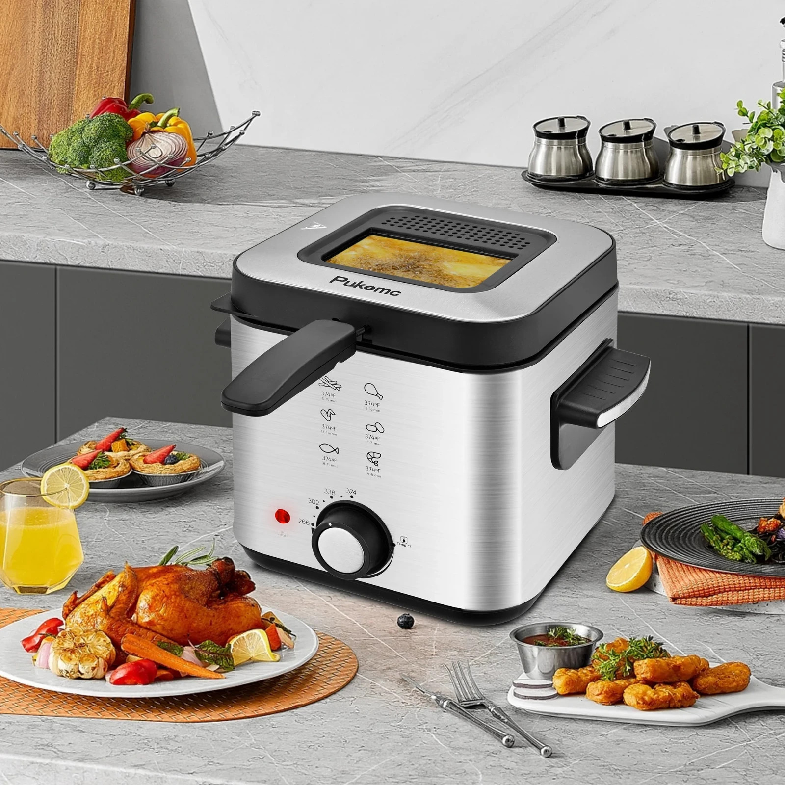 Deep Fryer 1.5L Cool Touch with Basket Nonstick Removable Lid