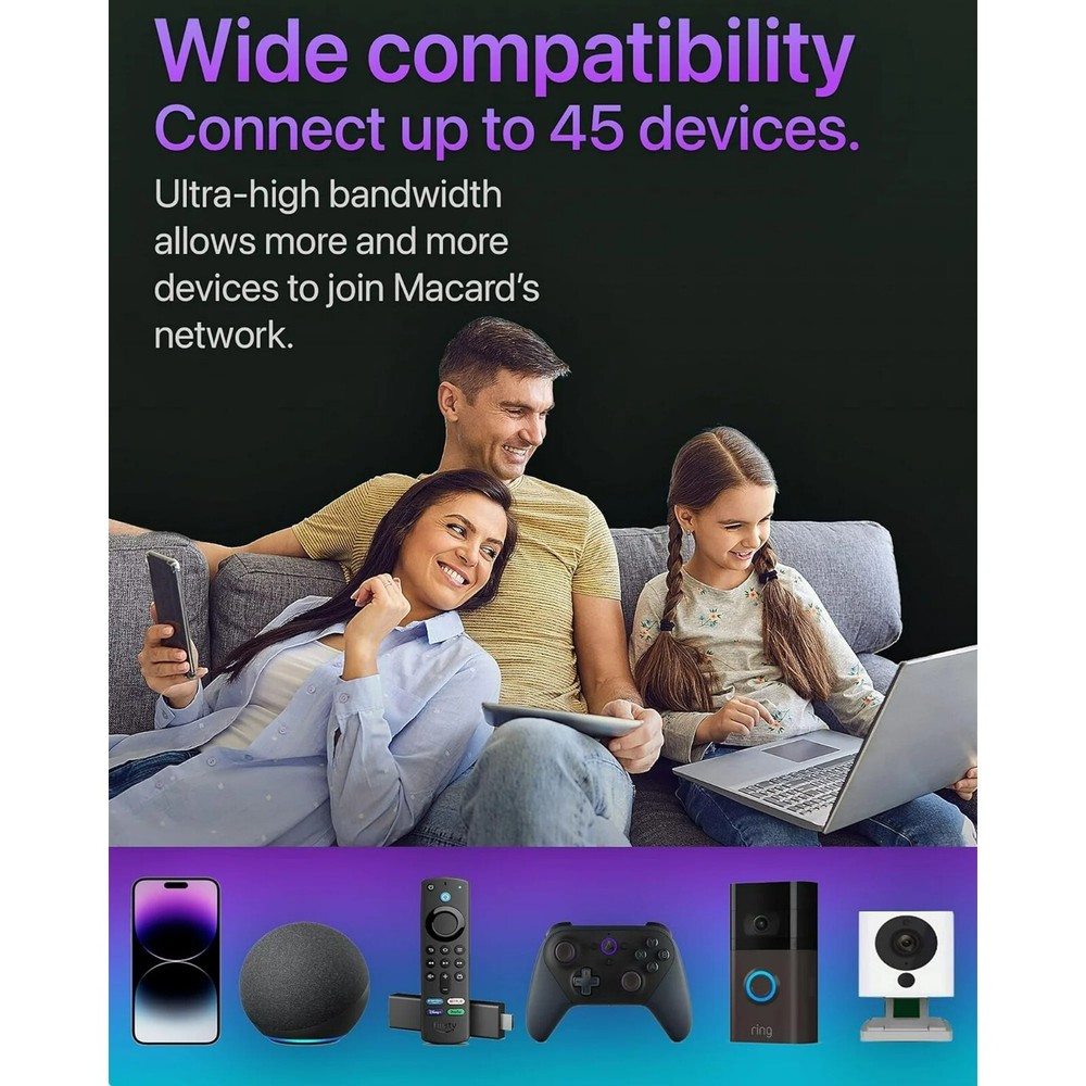 Macard N300 WiFi Range Extender - White High Performance 300Mbps Wireless