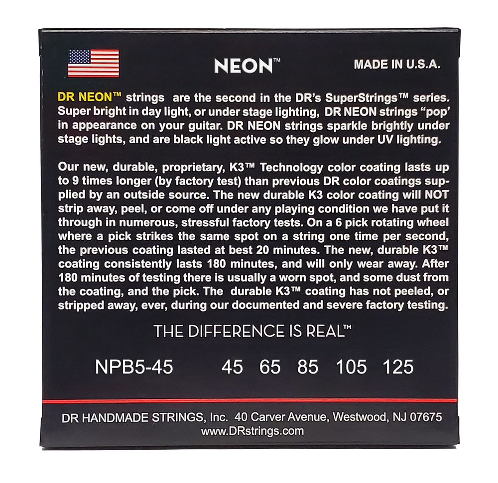 DR Strings Hi-Def Neon Pink Bass Strings 5-String Medium 45-125