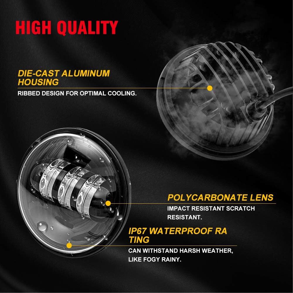 7" inch LED DRL Headlight + Passing Lights For Harley Davidson Touring Road King