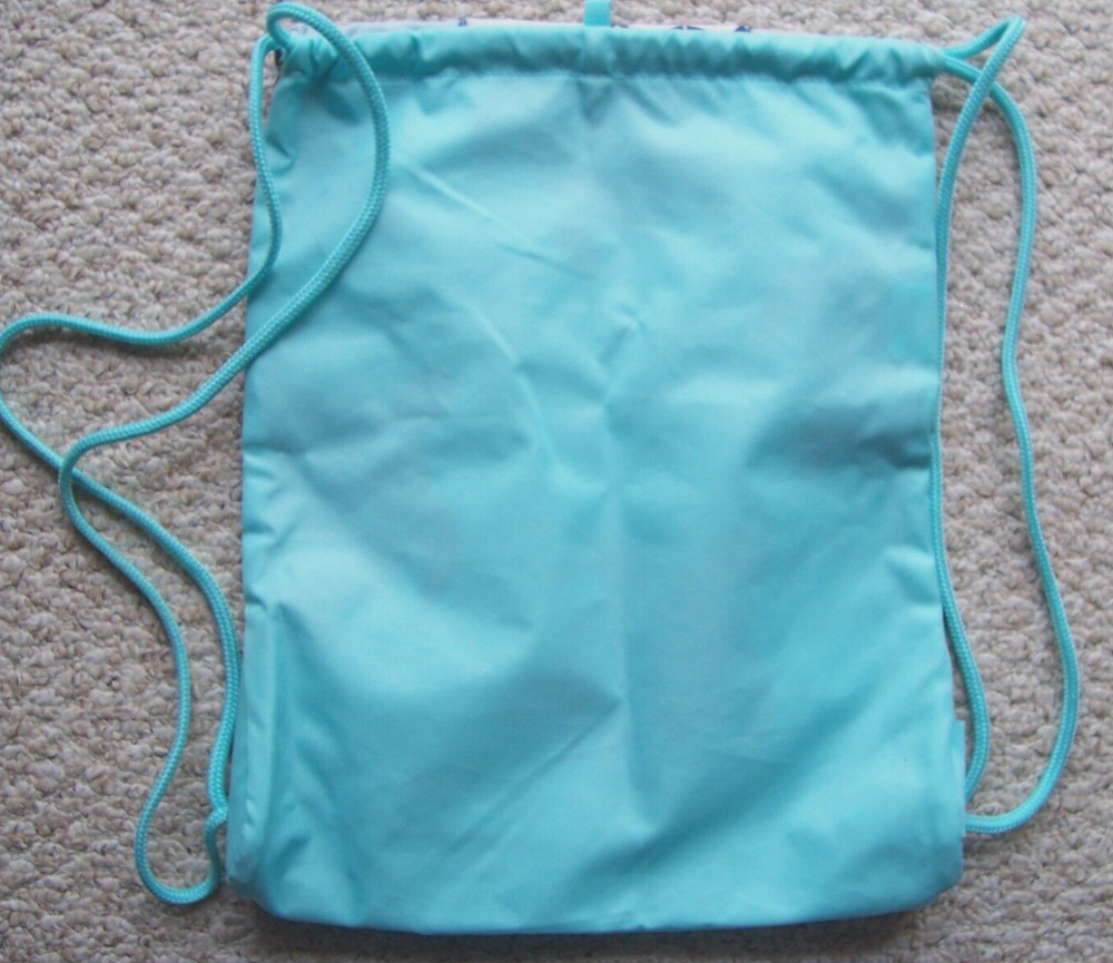 Geckobrands Drawstring Backpack Turtles Blue & White 18" x 14"