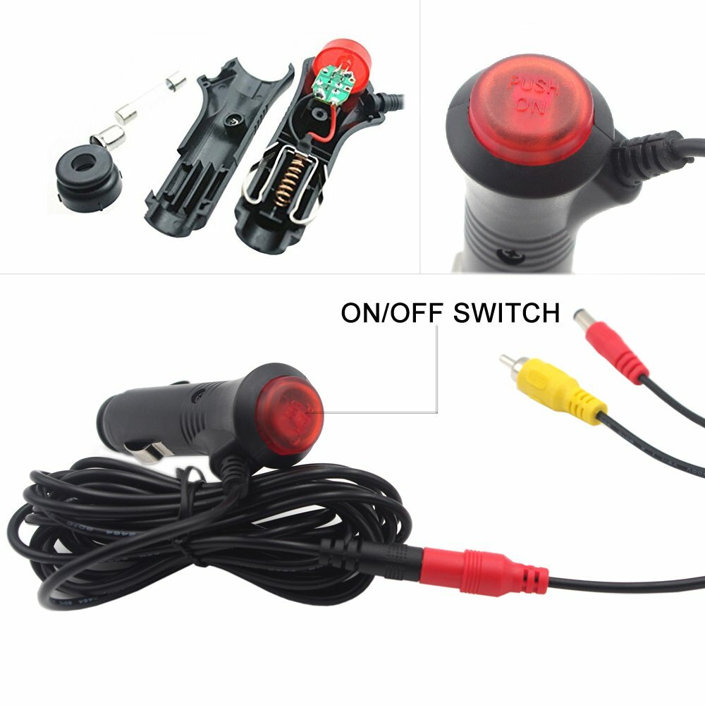 Cigarette Lighter Power Supply for Car Rear View Camera&RCA cable Backup Camera