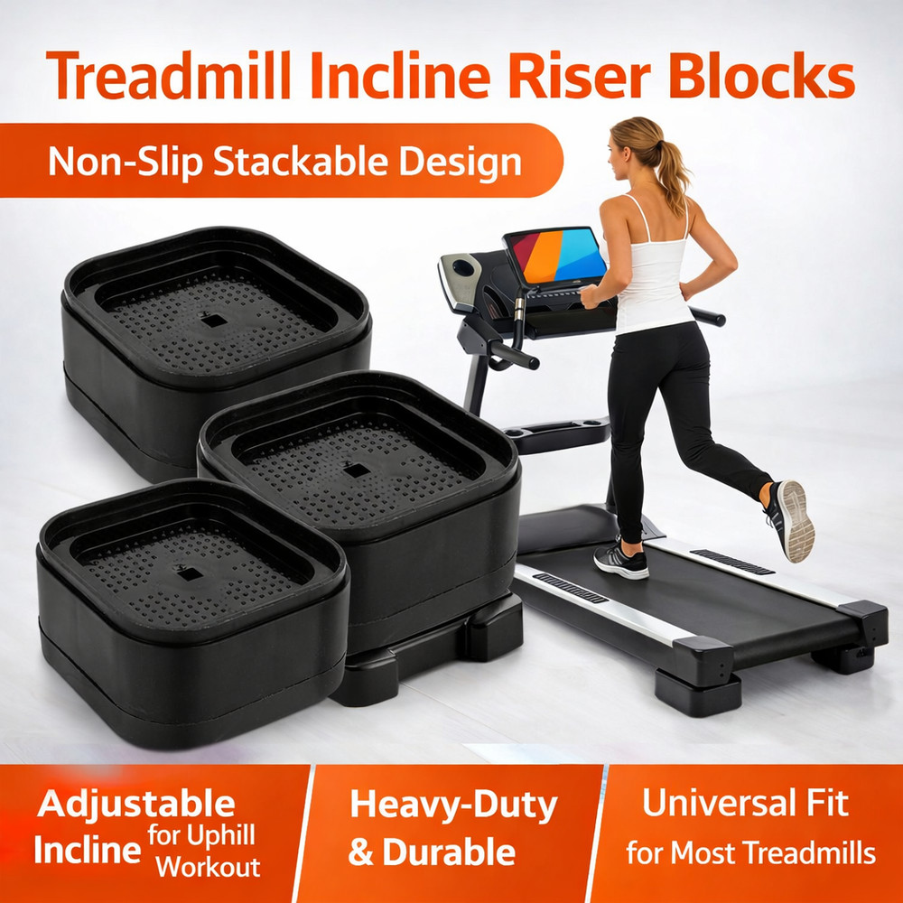 4pcs Adjustable Treadmill Incline Blocks, Non‑Slip Stackable Ramp Pads