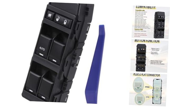 Front Left Driver Side Power Window Switch, Fit for 2008-2013 Dodge Avenger