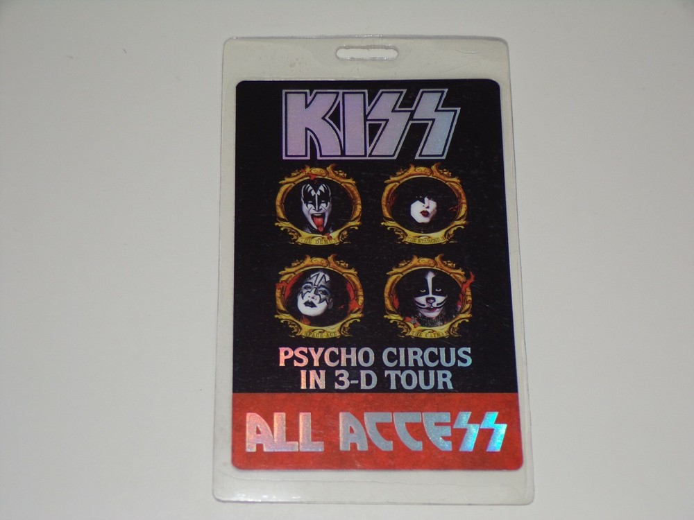 KISS Laminate Pass All Access Backstage I.D. Psycho Circus Concert Tour Vintage