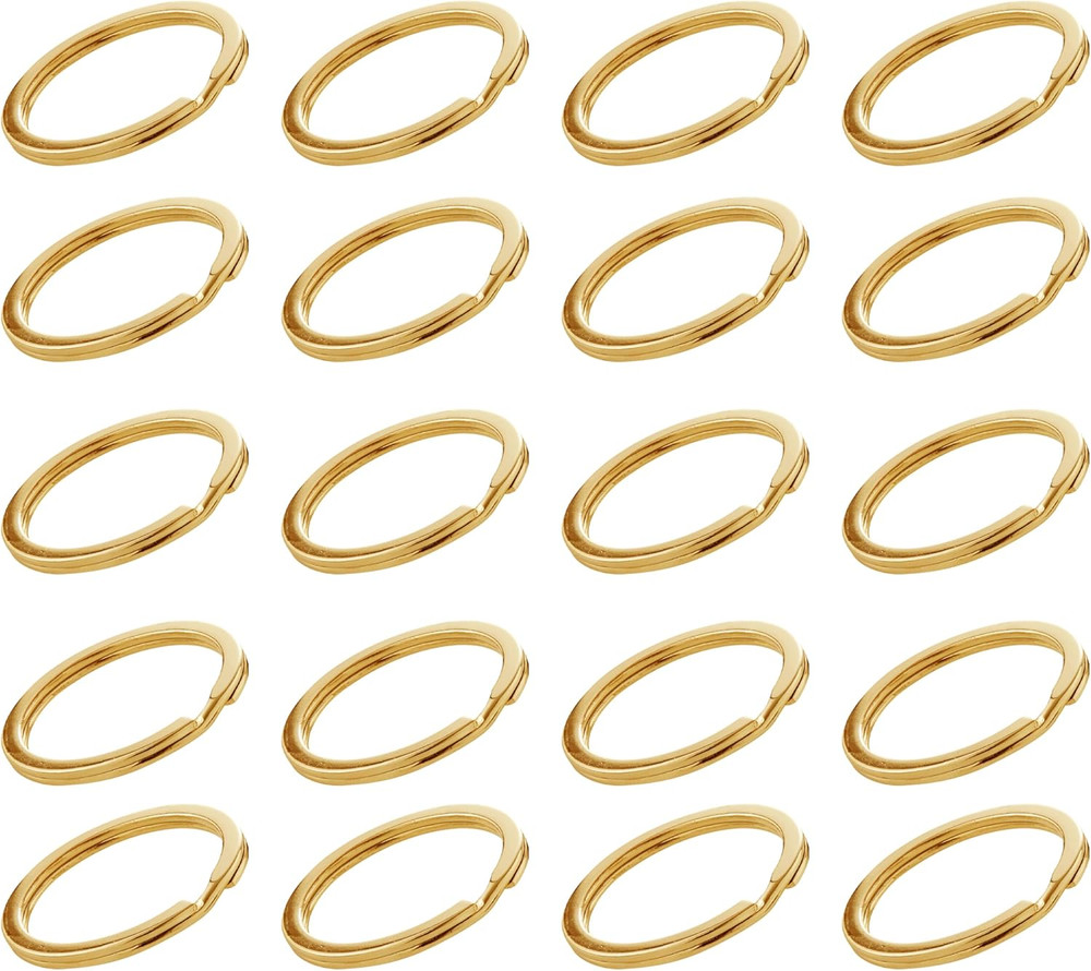 20 PCS Brass Flat Split Key Rings, 25Mm (1") Diameter, Solid Brass Keyrings for