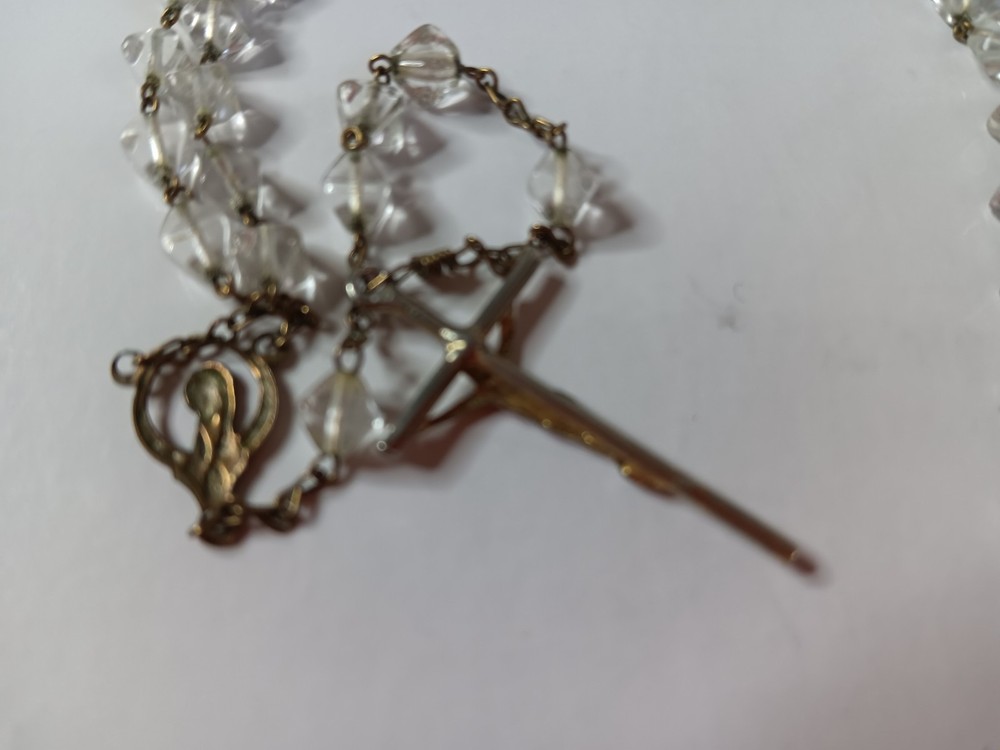 VINTAGE CRYSTAL BEAD ROSARY 24" NECK OPENING LOVED
