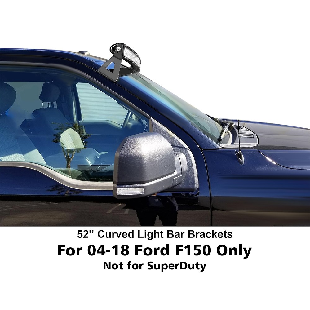 For Ford F150 Raptor 52" Curved LED Light Bar Roof Brackets + 4" Pods Wire Kit