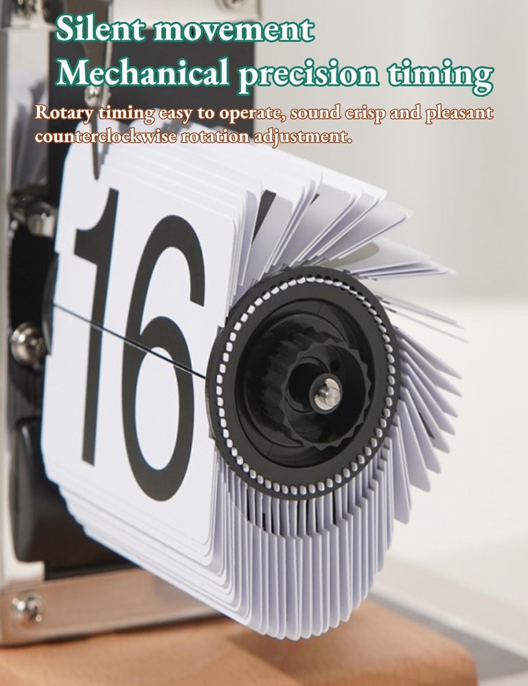 Digital Flip Down Clock, Retro Automatic Page Turning Clock, Internal Gear Op...
