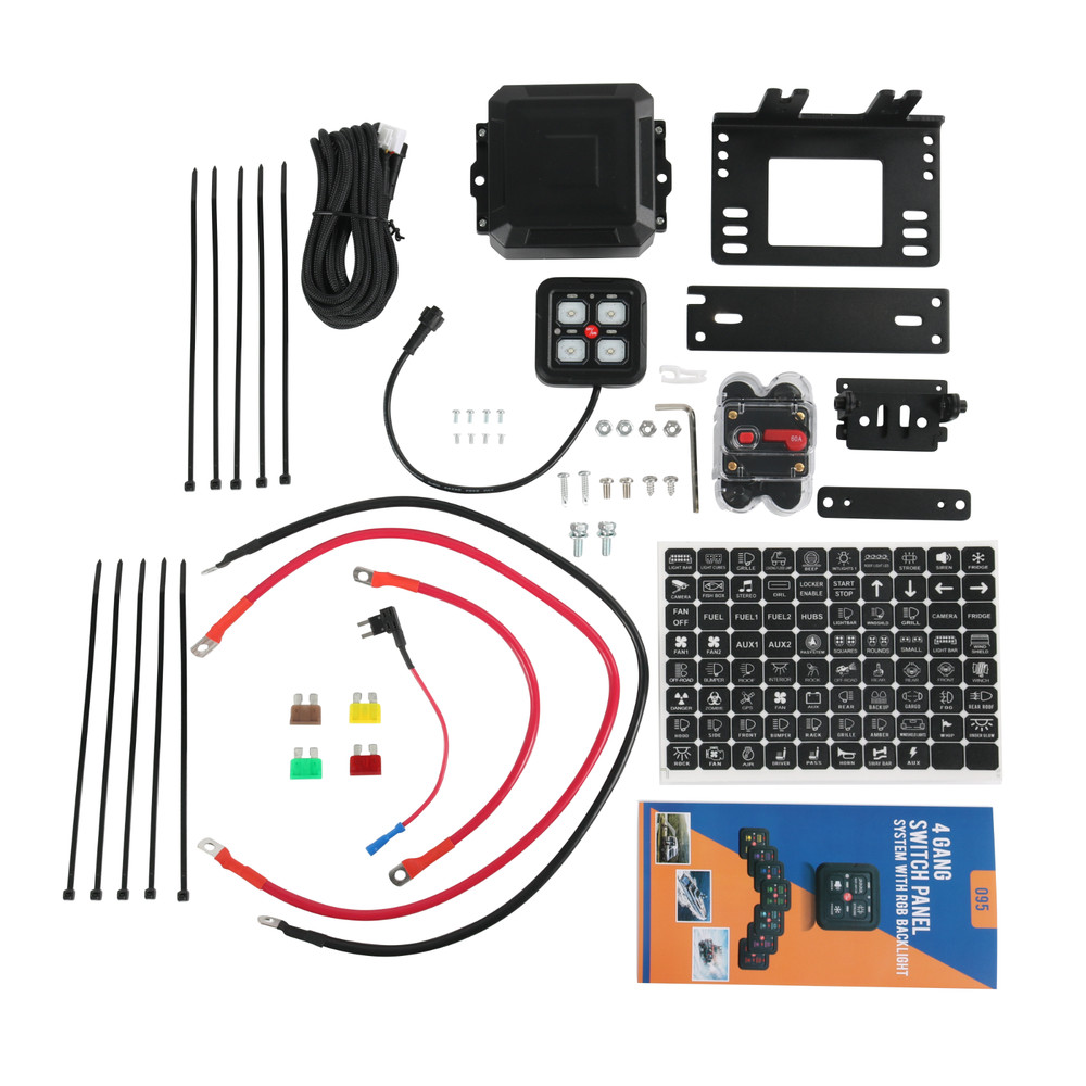 Auxpower A24 4 Gang RGB Backlit Switch Panel Automatic Dimming 3 Lighting Modes