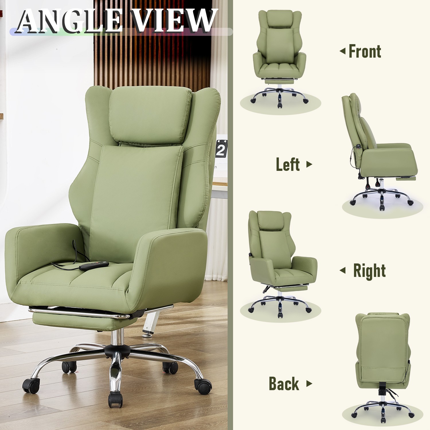 Massage Office Chair w/ Flip-Up Arms & Lumbar Support - 135° Recline, for Xmas