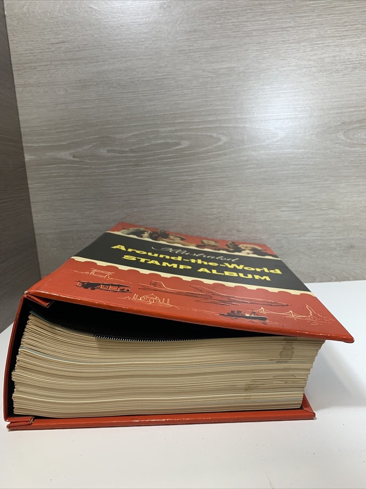 Vintage 1960 Illustrated Around-The-World Stamp Album - Without Stamps!