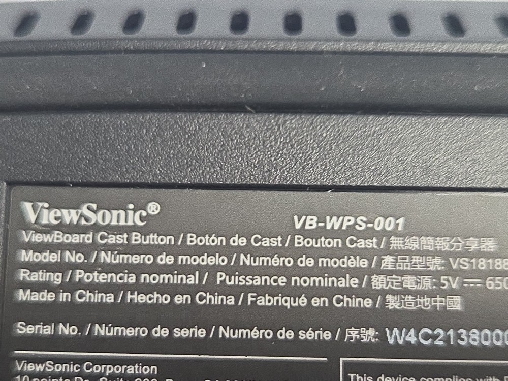 ViewSonic ViewBoard Cast Button for Wireless Display VB-WPS-001