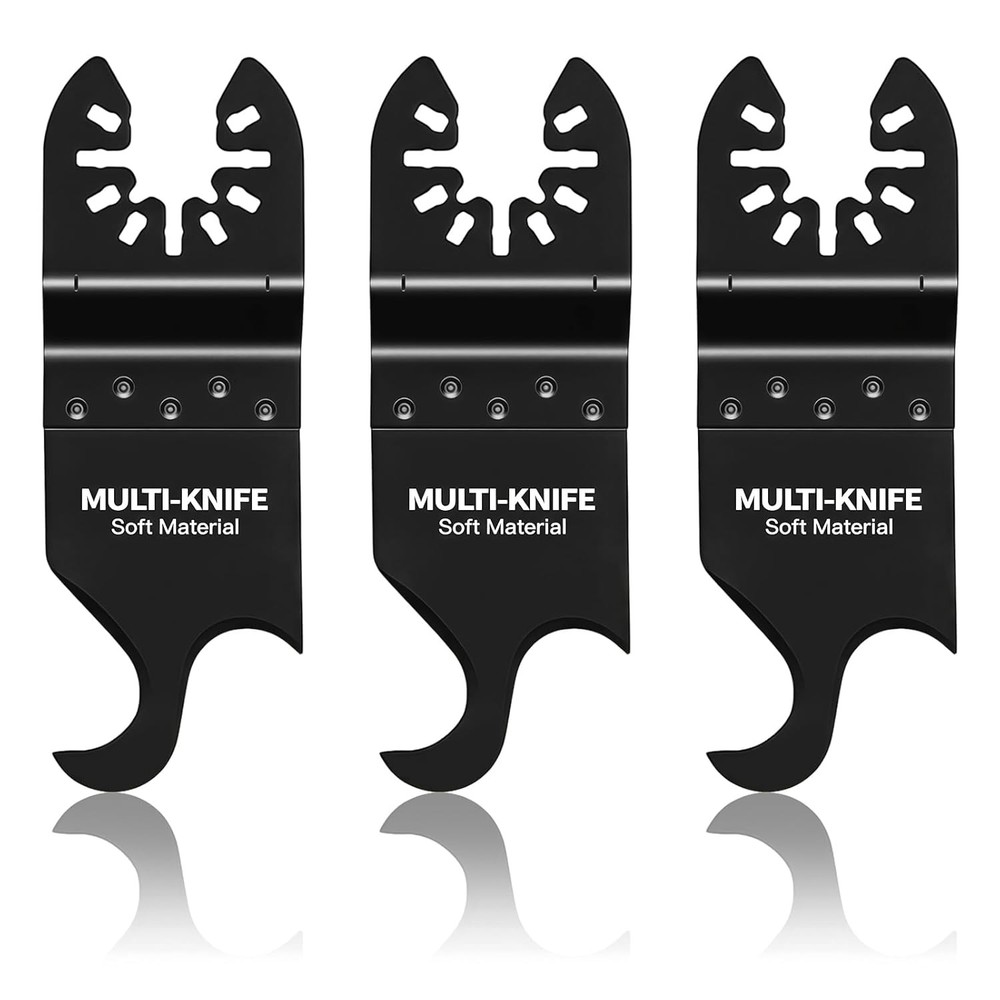 Oscillating Multi Tool Hook Knife Blade 3 Pack Roofing Soft Material Cutting