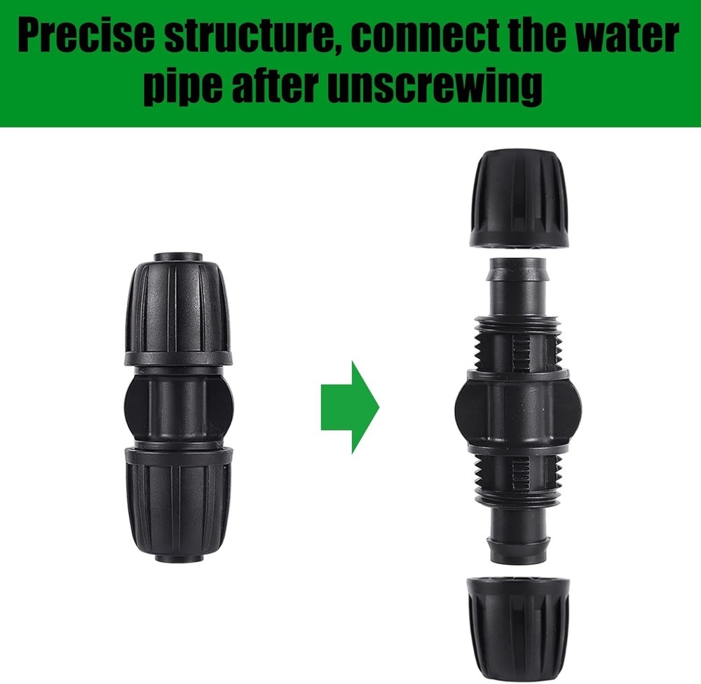 10 Pack 1/2 Inch Plastic Drip Irrigation Coupling Connectors for Garden System