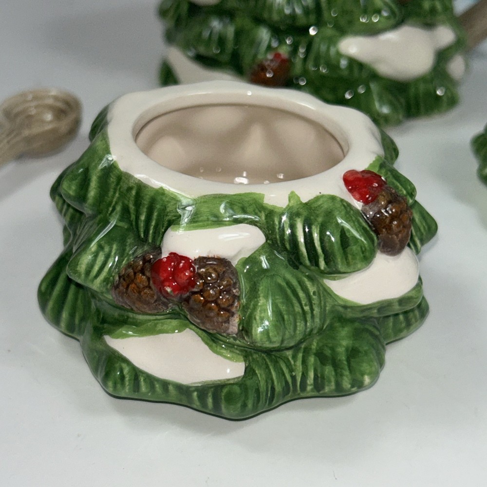 Three tier Christmas tree teapot with spoon