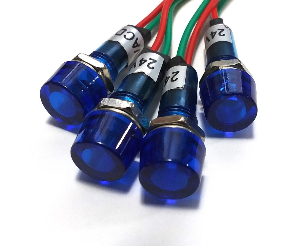 4 BBT 24 volt Waterproof Blue LED Hi-Profile Indicator Lights