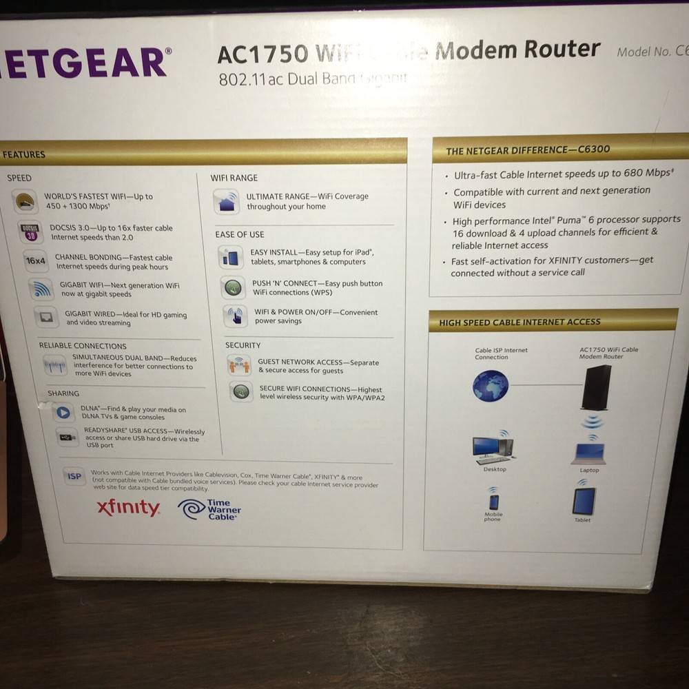 Netgear AC1750 WiFi Cable Modem Router