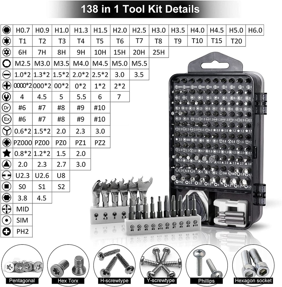 Precision Screwdriver Set Mini 138 in1 Multi-function TORX Magnetic Repair Tool