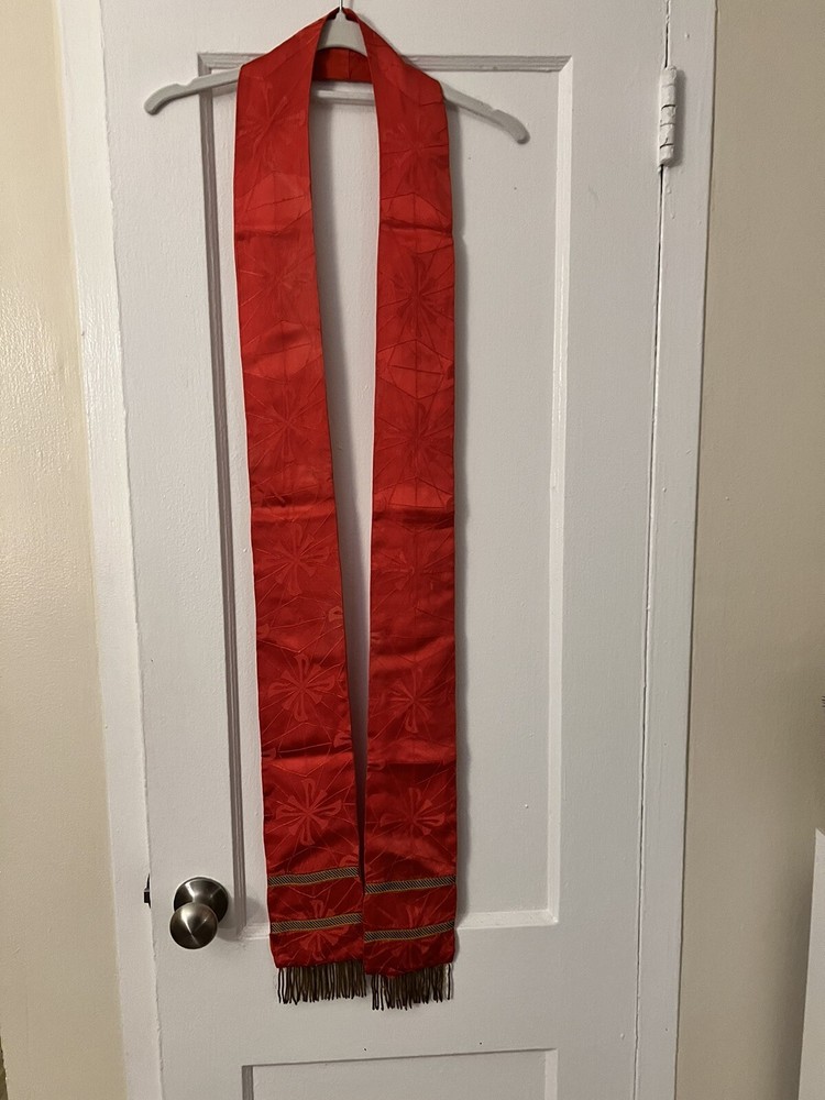 Red Stole with Metal Fringe