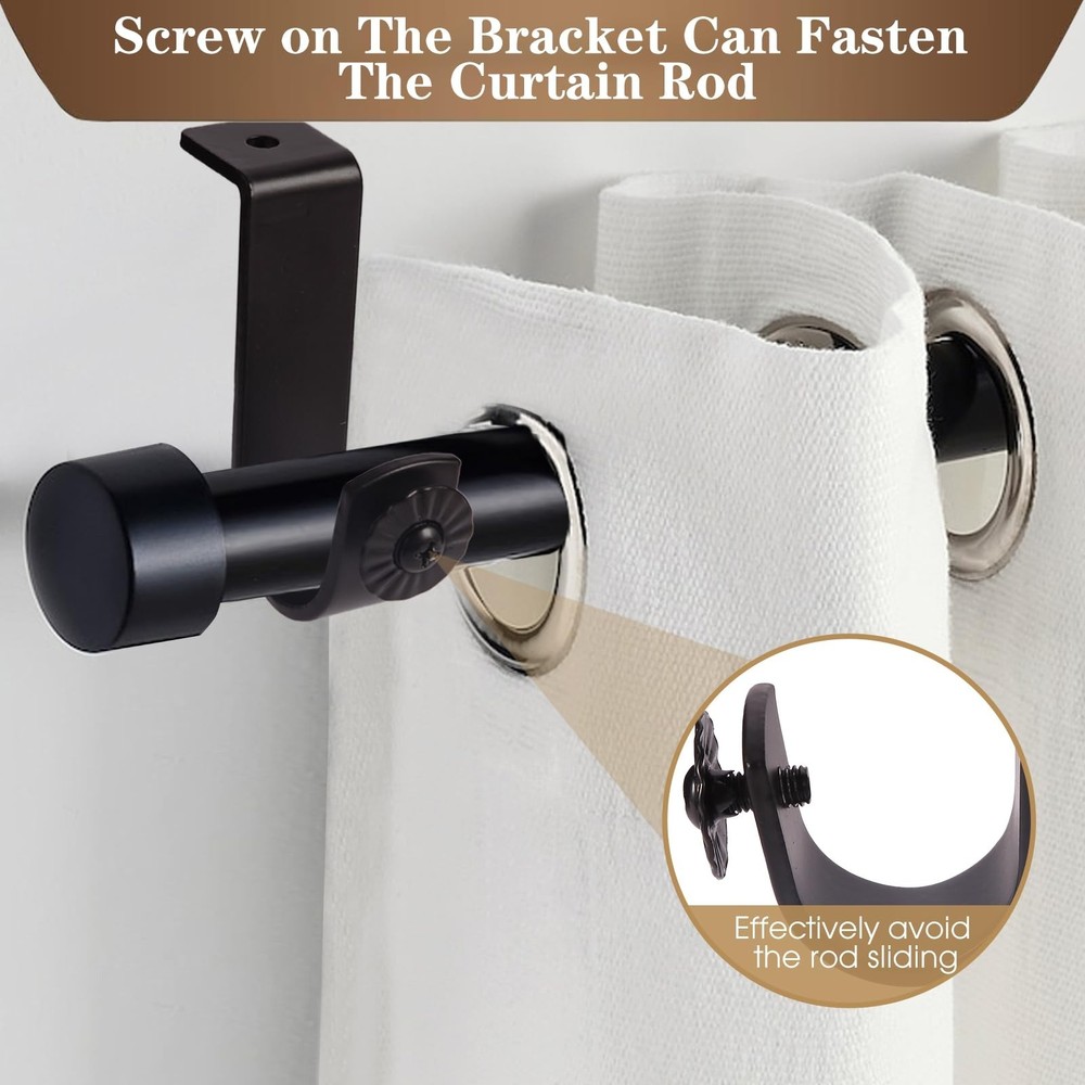 Curtain Rod Brackets - Ceiling Mount, Black (3 PCS) 3