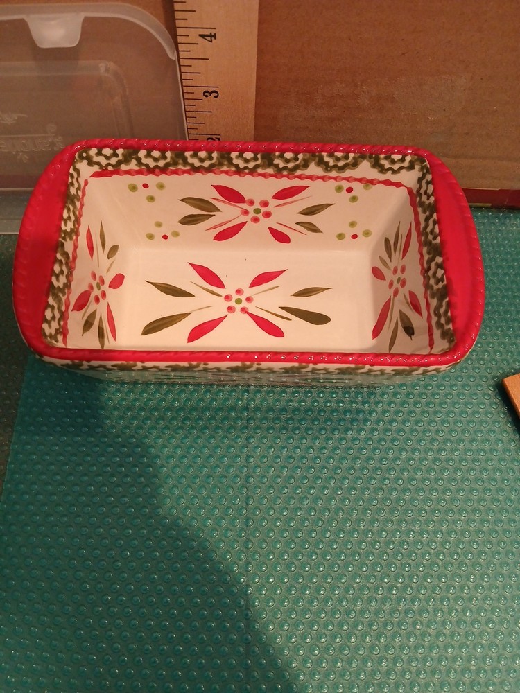 Temptations Holiday Rectangular Ceramic Loaf Pan with Lid