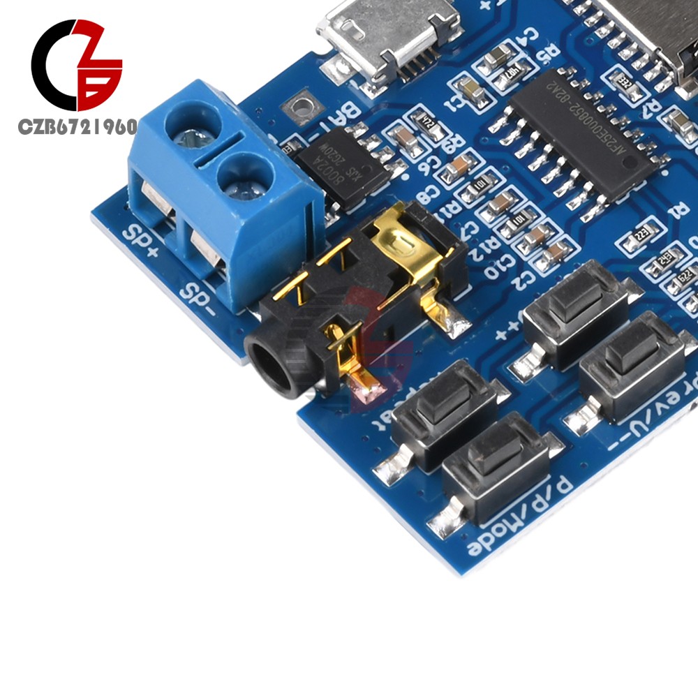 2PCS 3W MP3 Decoder Board Micro USB TF Card Audio Player Mono Amplifier Decoding