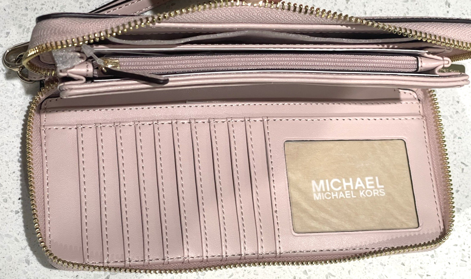 MICHAEL KORS JET SET TRAVEL LARGE CONTINENTAL WALLET BLUSH PINK MK SIGNATURE