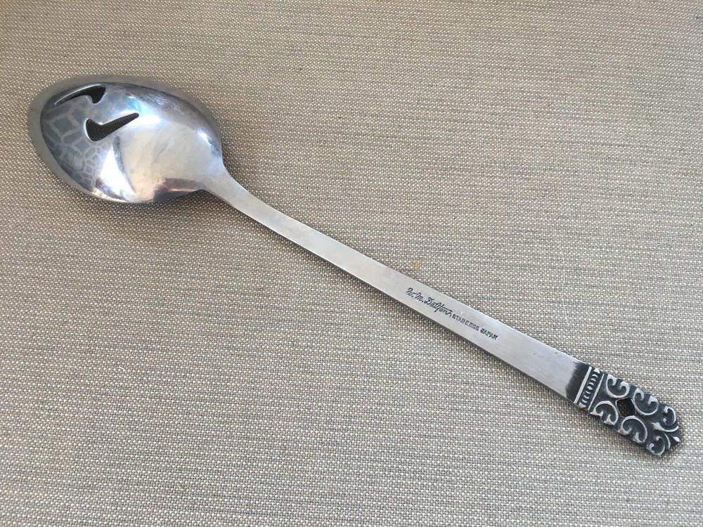 Pierced Serving Table Spoon Stainless Rogers Stanley Roberts Marquesa Scroll