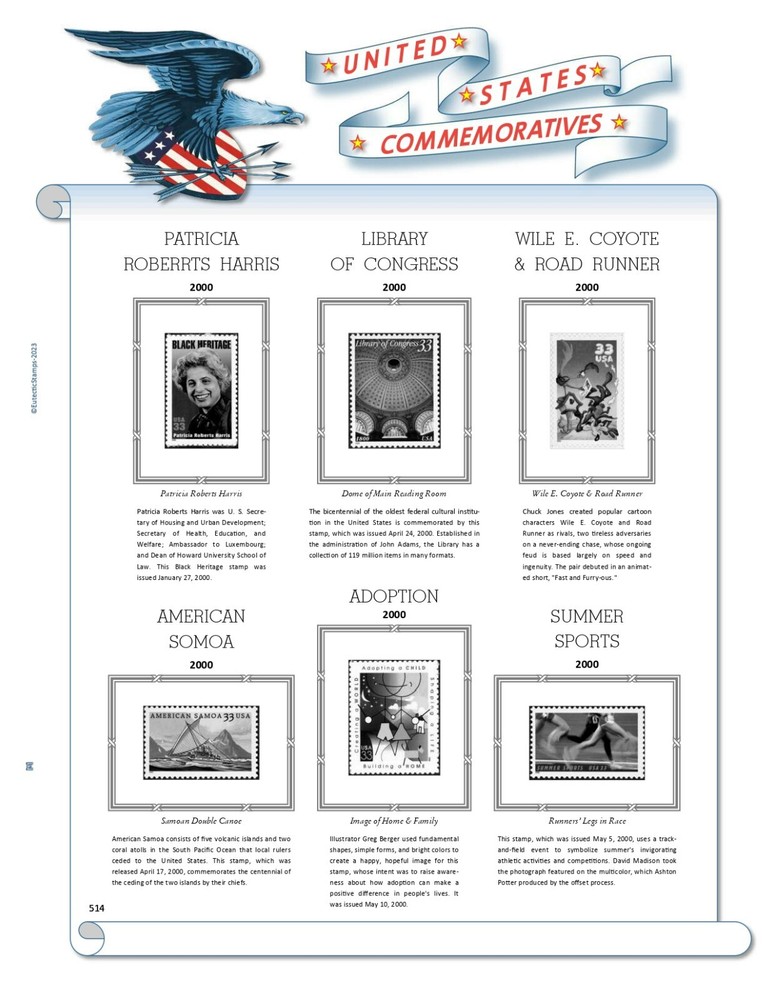 2000 U.S. Commemorative Singles COMPLETE Supplement (White Ace Alternative)