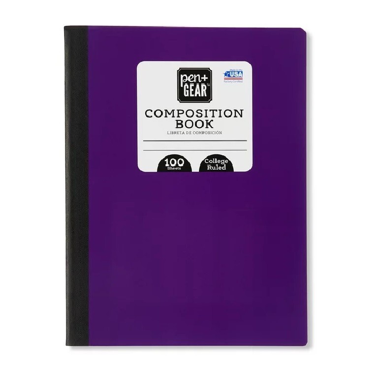 Composition Notebook COLLEGE Ruled 100 Page Solid Color Hard Covers 5-Pack
