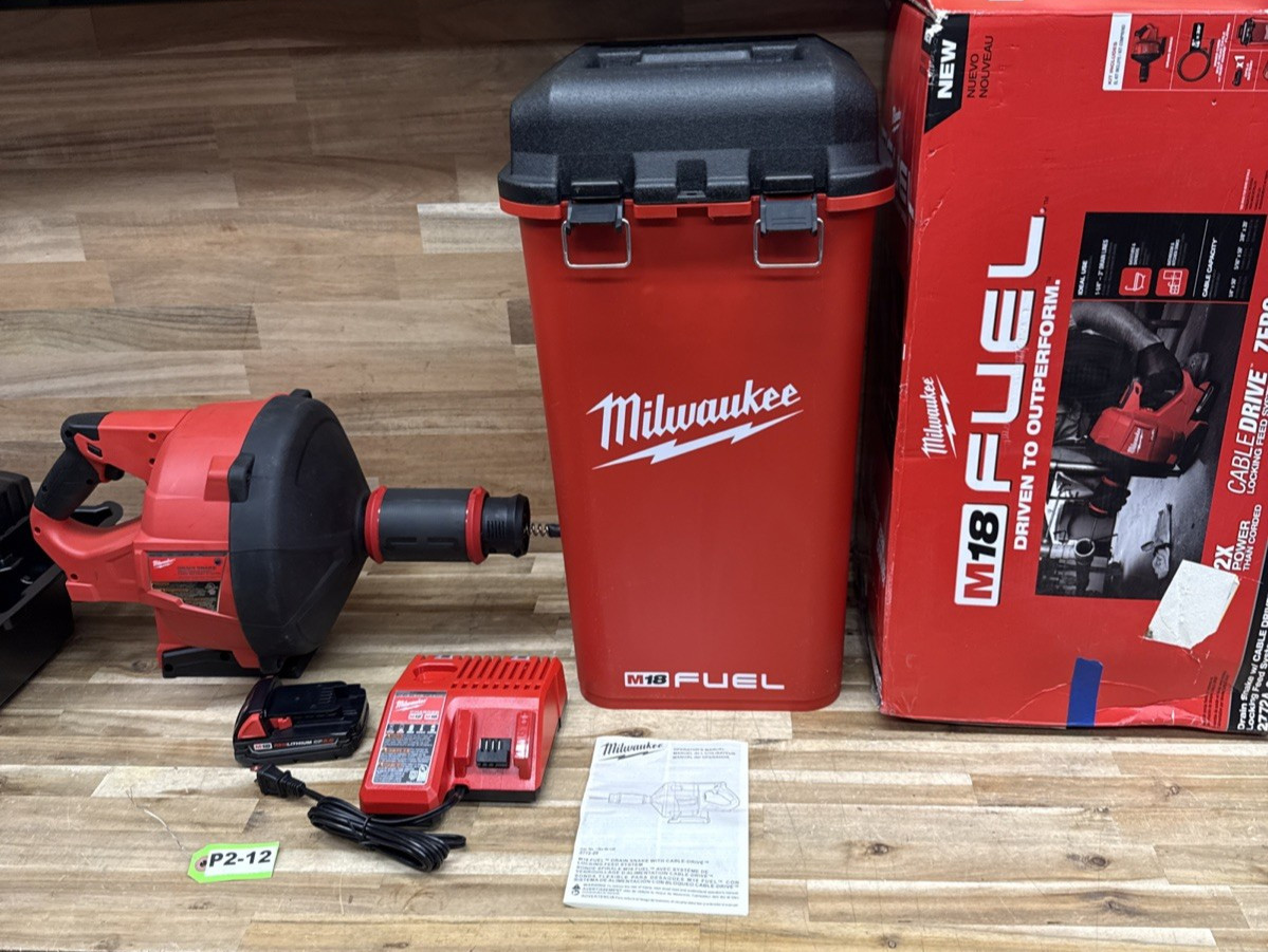 Milwaukee 2772A-21 M18 FUEL 18V 5/16-Inch x 35-Foot Cordless Drain Snake P2-12