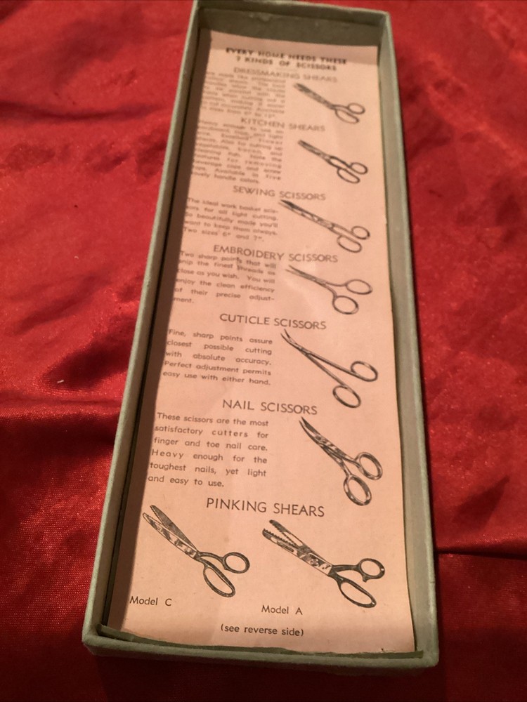 WISS Pinking Shears Vintage / Original Model C Black Handle & Box & Thimbles