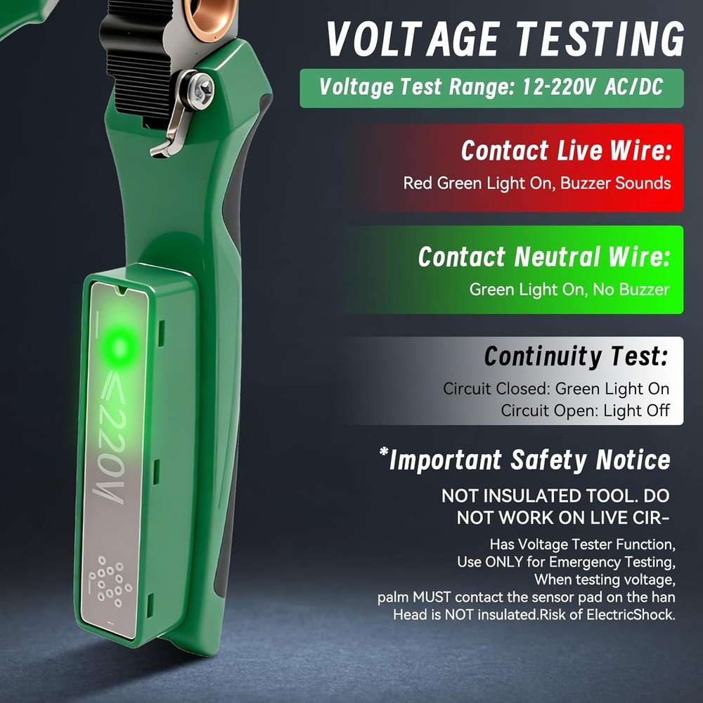 8 In 1 Wire Stripper with Voltage Tester, Compact Portable Electrician Multitool