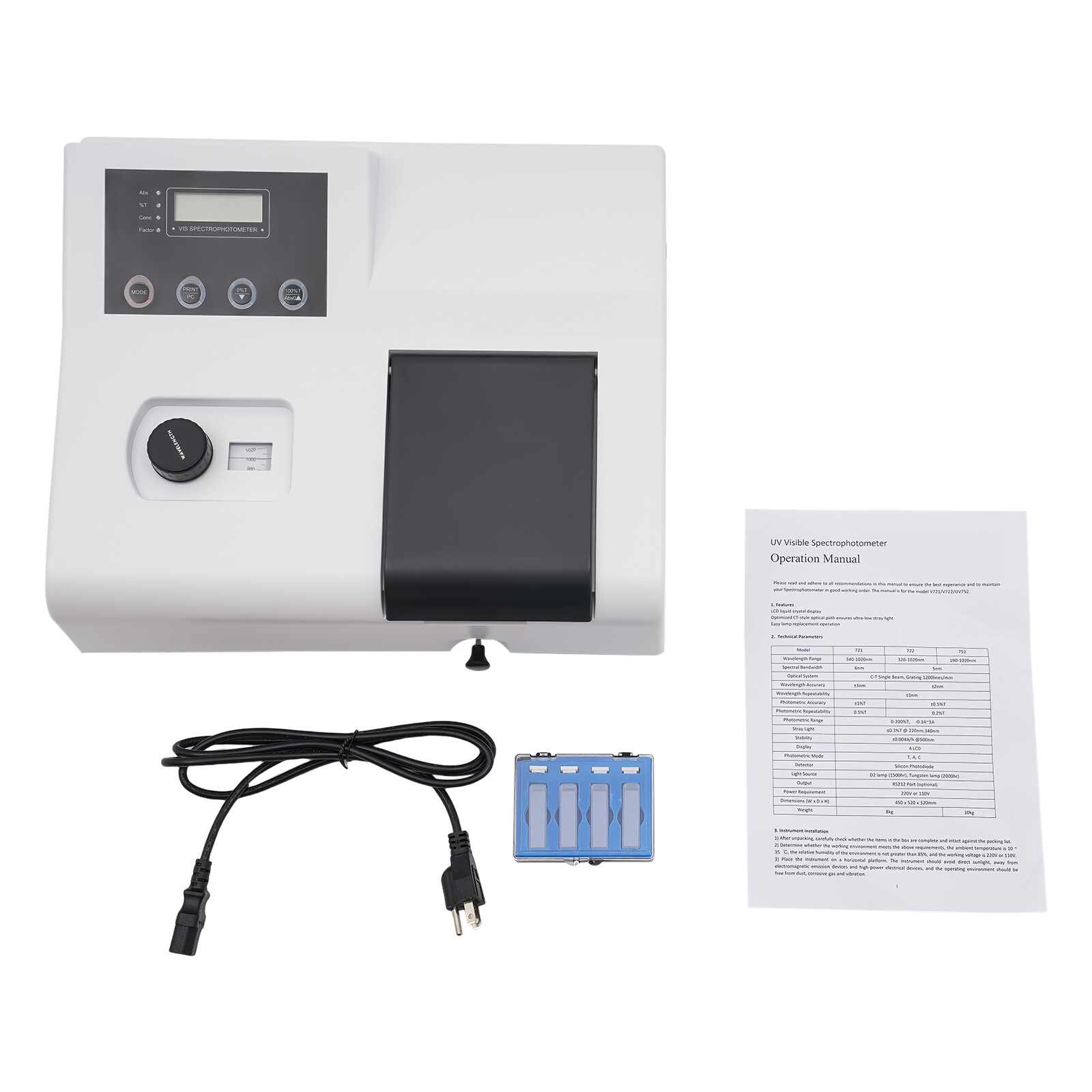 Digital display visible spectrophotometer 721 Professional vis spectrophotometer