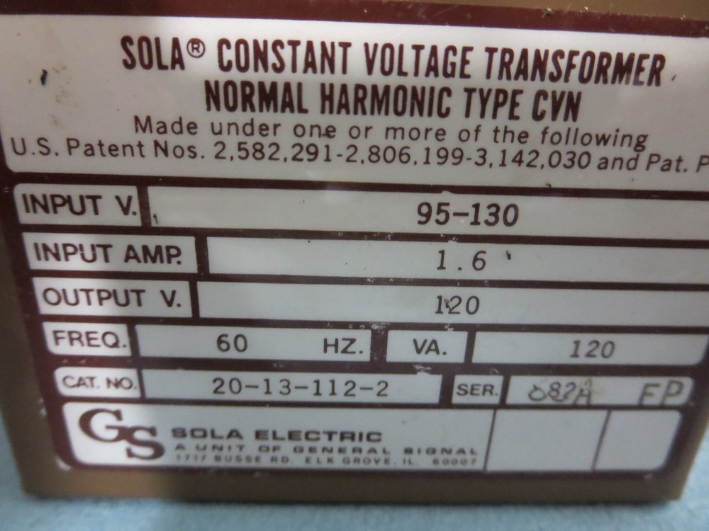 SOLA, 20-13-112-2, TRANSFORMER