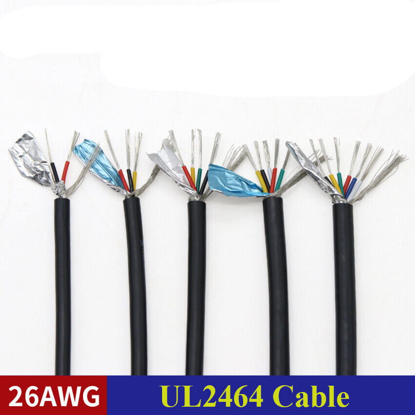 UL2464 24AWG Shielded Cable - 2-12 Core Options, Black, Custom Length