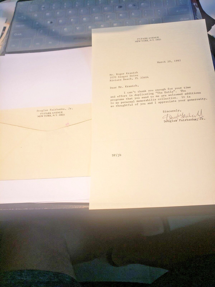 DOUGLAS FAIRBANKS, JR. Signed Letter-Envelope