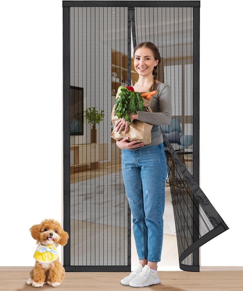 Magnetic Screen Door for 36"x82" Openings - Easy Install Polyester Mesh
