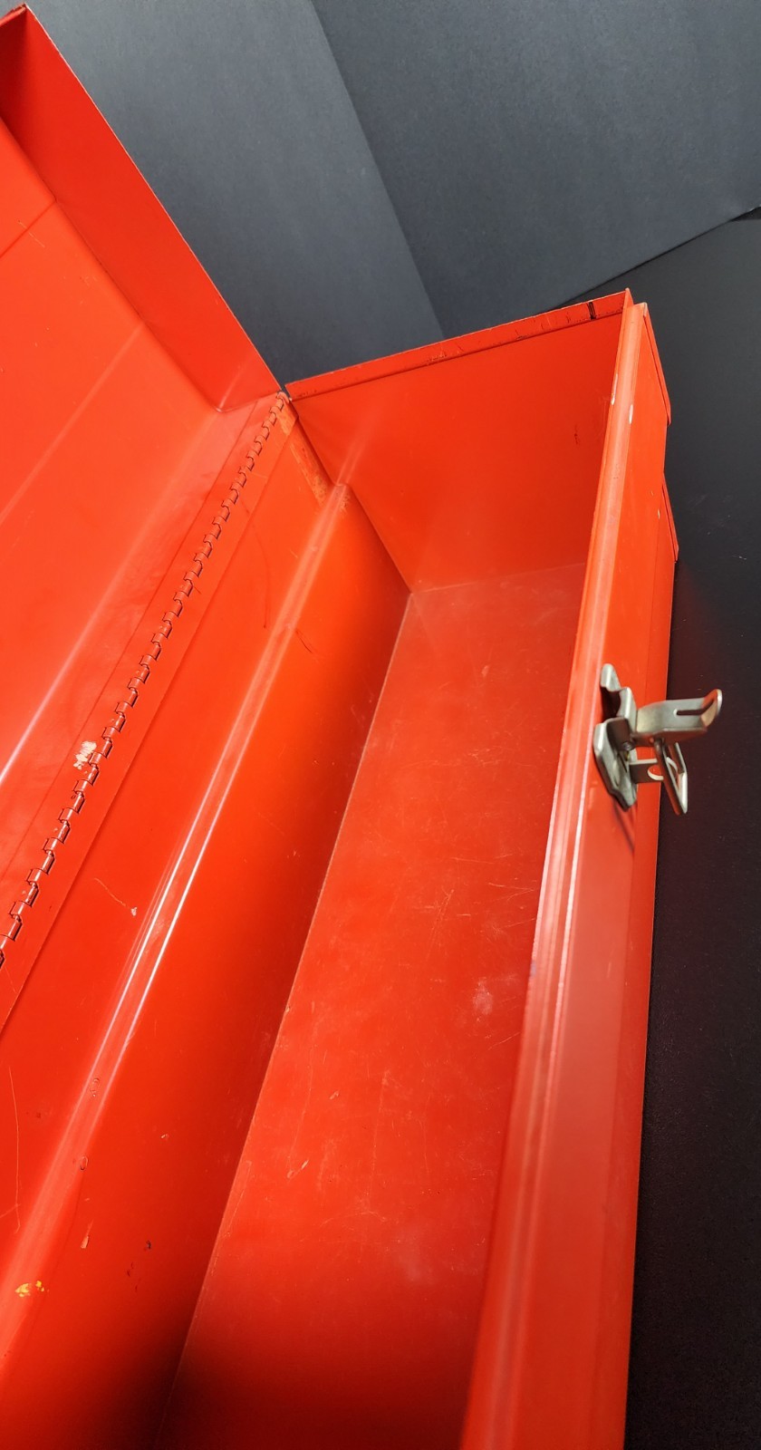 Vintage Mopar Scat Pack Metal Toolbox 1960s-70s Red with Bee Stripe & Insert