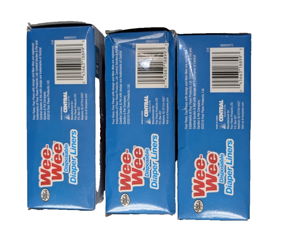 72-Count Wee-Wee Disposable Diaper Liners Dog Pads Training 3-Pack Boxes