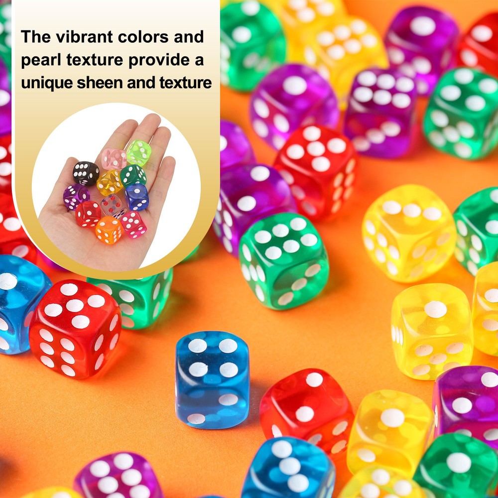 48Pcs Polyhedral Dice 12mm Pearl Pattern Square Dice, Brown