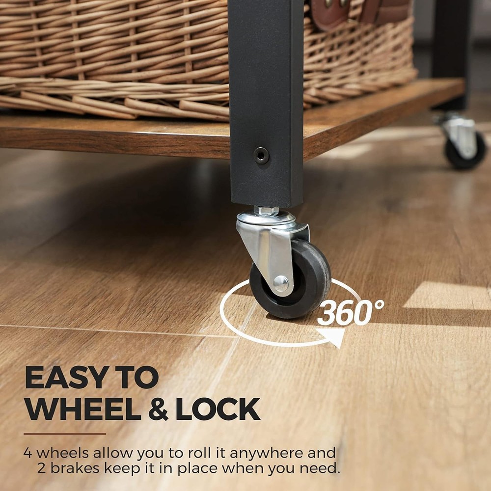 Wheeled kitchen storage rack, three-tier storage rack, kitchen trolley