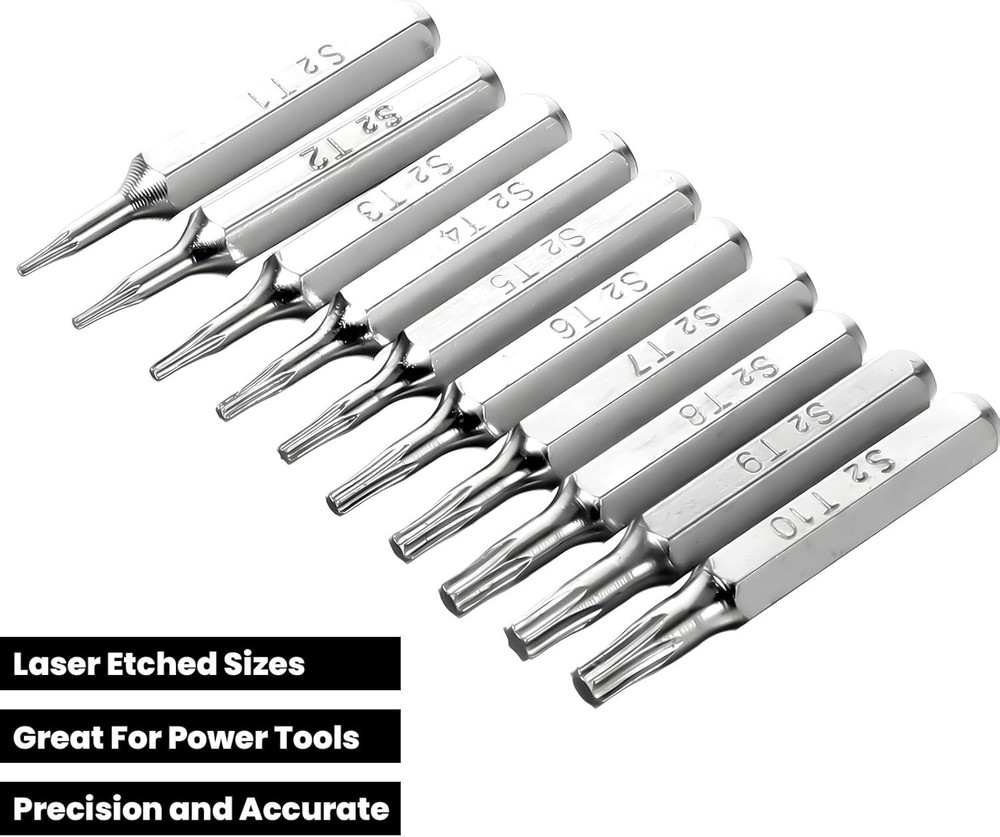 10PCS Security Torx Bit Set Precision T1 to T10 Miniature Screwdriver Bits