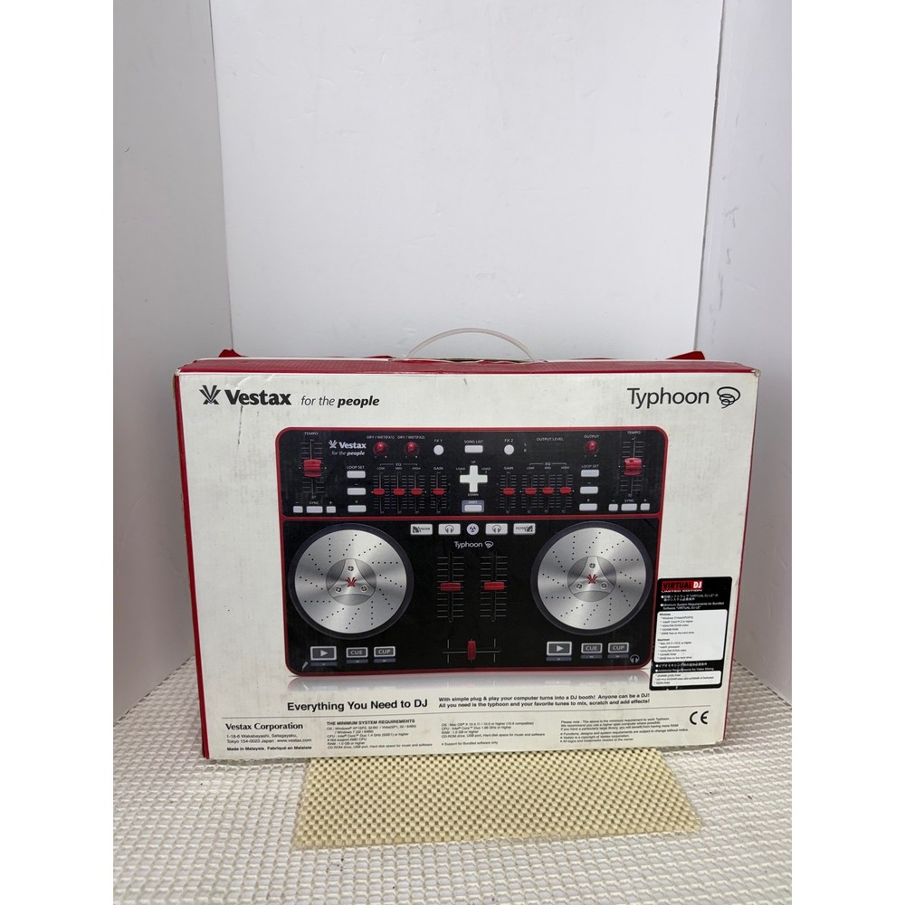 Vestax Typhoon DJ MIDI Controller Virtual DJ Black Red Silver VDJ-0001 Boxed EUC