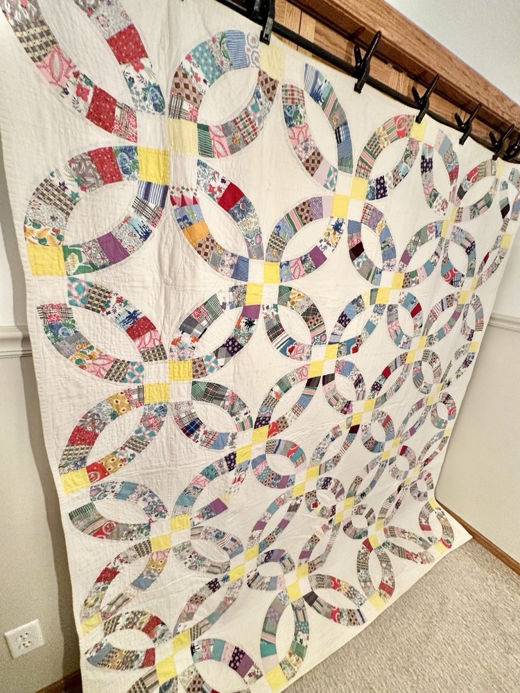 Handmade Patchwork Cotton Wedding Ring Quilt