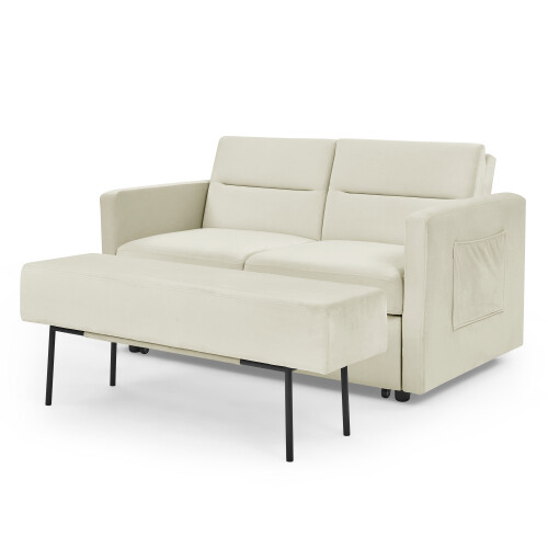 Modern Convertible Sleeper Sofa Bed Loveseat Sofa Couch w/ Pull-Out Bed & Bench