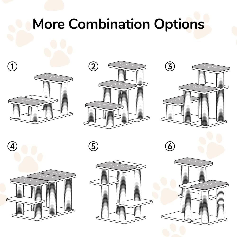 Dog Stairs, Solid Wood Pet Stairs with Cat Scratching Post, Transformable Cat...